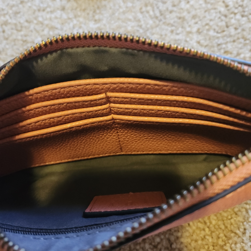 Joy Susan Dark Coral/Rust Textured Leather Wristlet Clutch - Picture 9 of 9